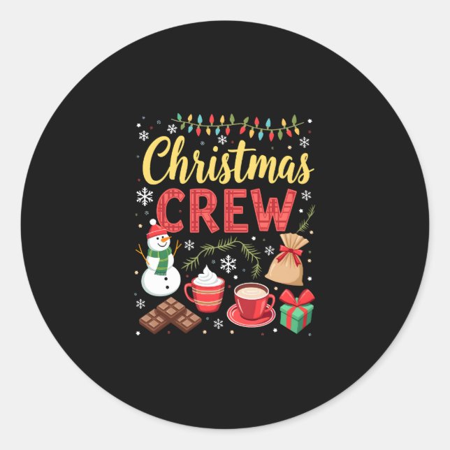 Pegatina Redonda Christmas Crew (3) (Anverso)