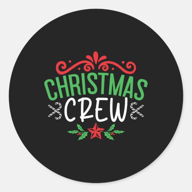 Pegatina Redonda Christmas Crew Family T Shirt  (Anverso)