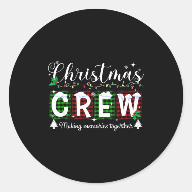 Pegatina Redonda Christmas Crew Matching Family Xmas Party Men Wome (Anverso)