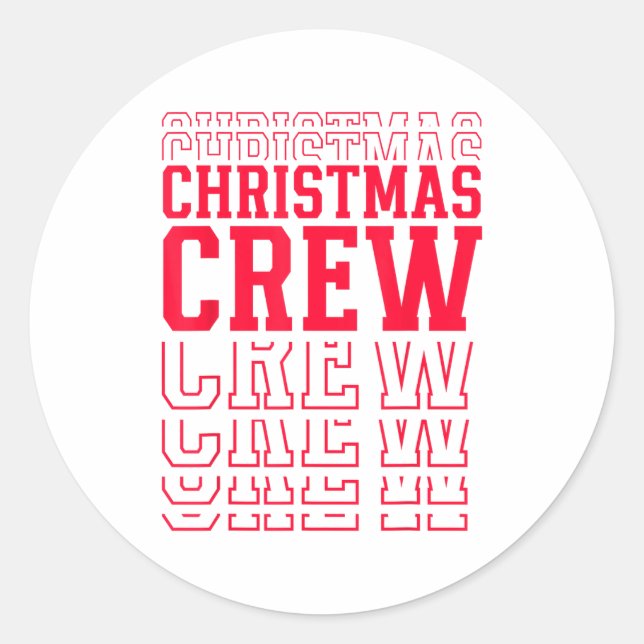 Pegatina Redonda Christmas Crew Red Layered Text Family Santa Xmas  (Anverso)