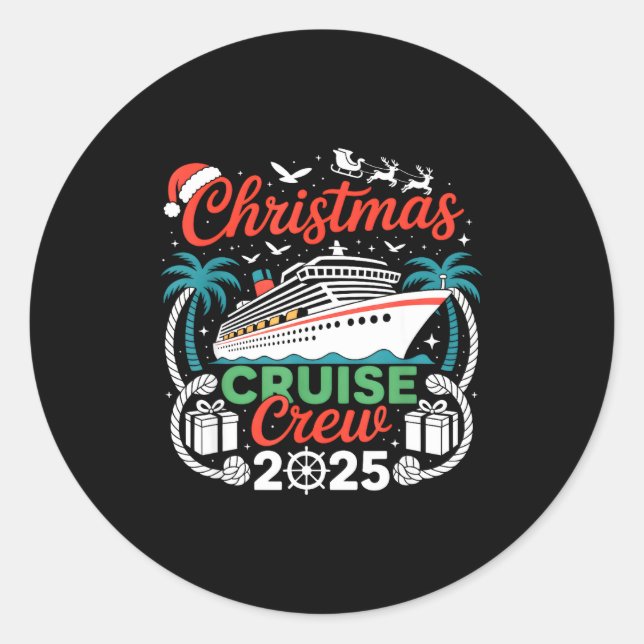 Pegatina Redonda Christmas Cruise Crew 2025 Matching  (Anverso)