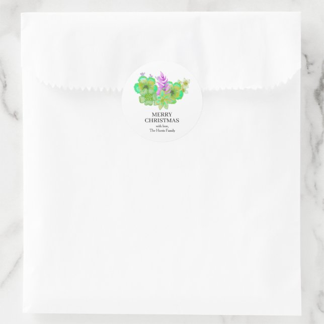 Pegatina Redonda Christmas Custom Text Stickers Roll (Bolso)