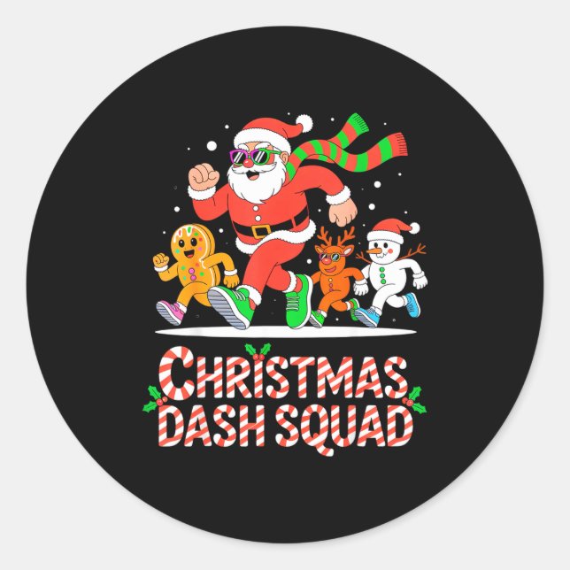 Pegatina Redonda Christmas Dash Squad Running Runner Marathon Team  (Anverso)