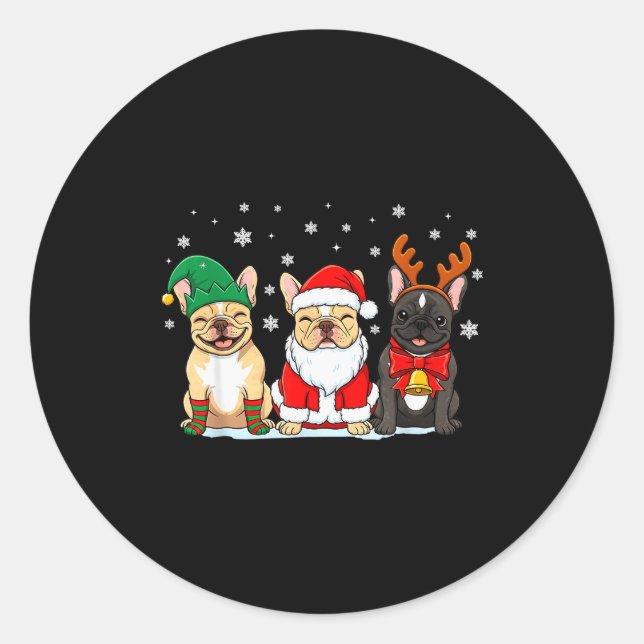 Pegatina Redonda Christmas Dog French Bulldog Xmas Dog Lover Men Wo (Anverso)