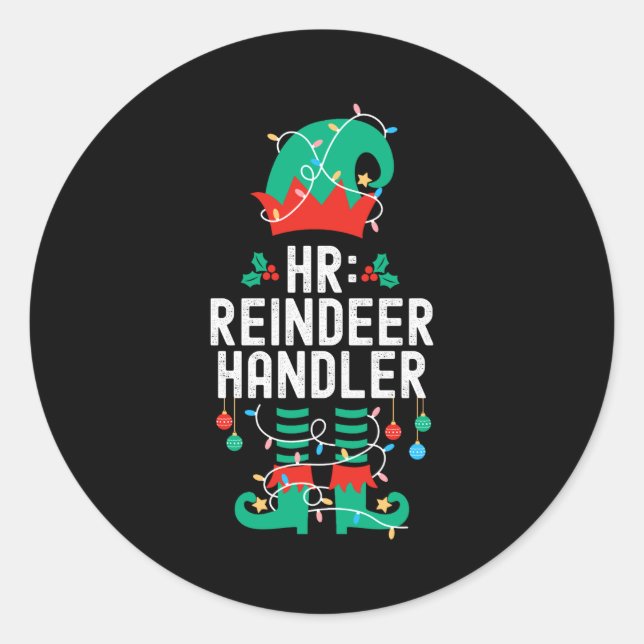 Pegatina Redonda Christmas Elf Office Team Party Family Matching  (Anverso)