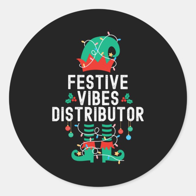 Pegatina Redonda Christmas Elf Office Team Party Family Matching _2 (Anverso)