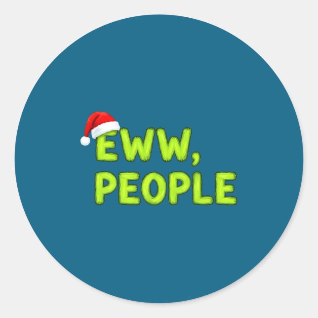 Pegatina Redonda Christmas Eww, People Funny Sarcastic Santa Hat Xm (Anverso)