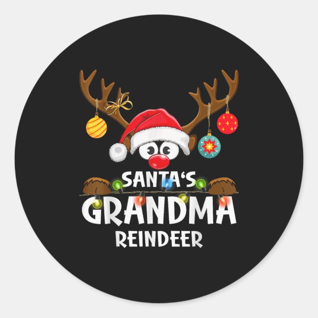 Pegatina Redonda Christmas Family Santa's Grandma Reindeer Pajama  (Anverso)