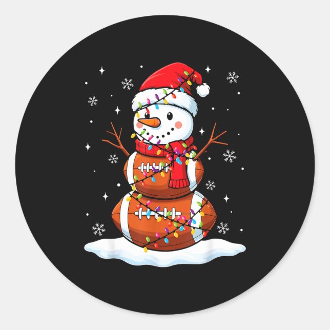 Pegatina Redonda Christmas Football Snowman Kids Football Christmas (Anverso)