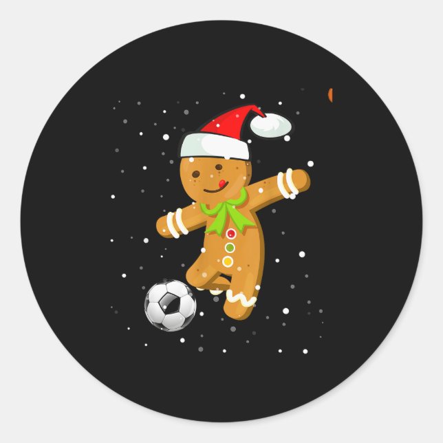 Pegatina Redonda Christmas Football Soccer Gingerbread Player  (Anverso)