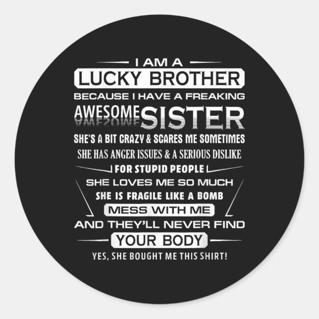 Pegatina Redonda Christmas Fun For Brother From Sister 1  (Anverso)