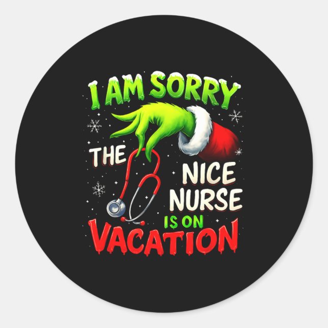 Pegatina Redonda Christmas Funny I Am Sorry The Niche Nurse Santa H (Anverso)