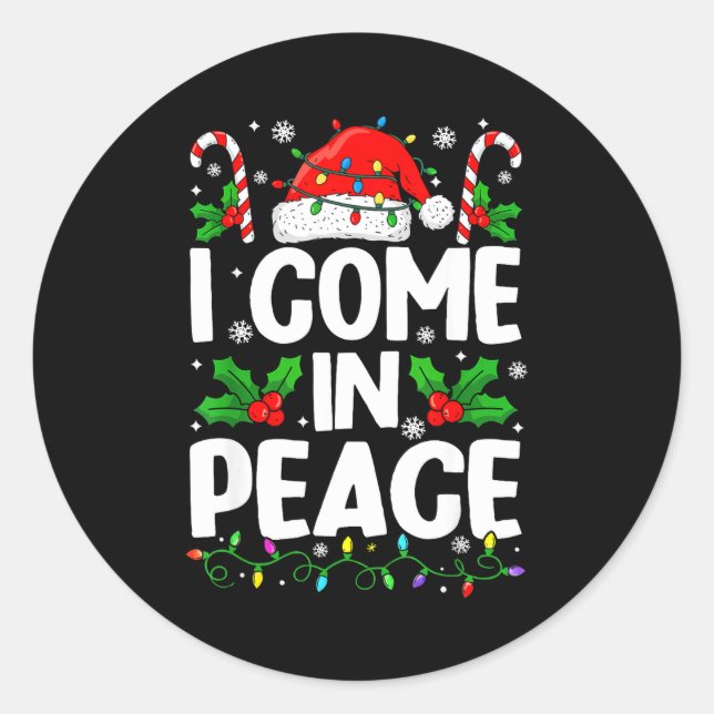 Pegatina Redonda Christmas Funny I Come In Peace Couple Matching Me (Anverso)