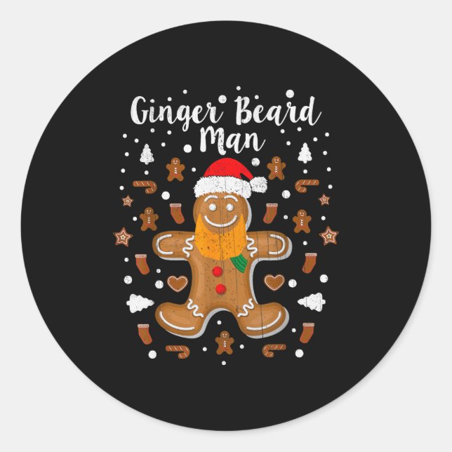 Pegatina Redonda Christmas Ginger Beard Man Mustache Hair  (Anverso)