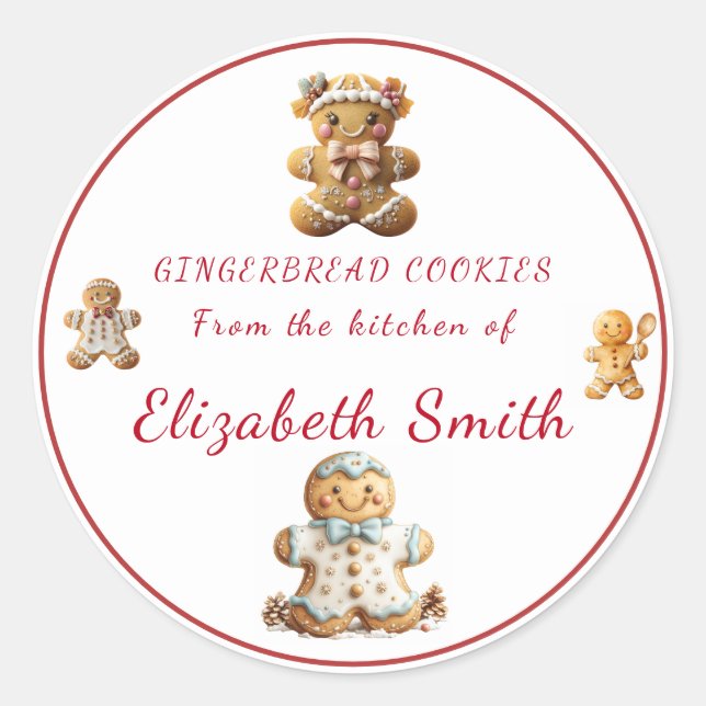 Pegatina Redonda Christmas Gingerbread Cookies   (Anverso)