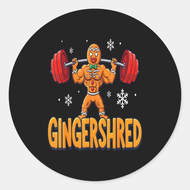 Pegatina Redonda Christmas Gingershred Gym Bodybuilding Funny Ginge (Anverso)