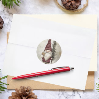 Pegatina Redonda Christmas Gnome for the Holidays