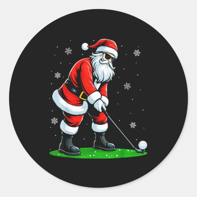 Pegatina Redonda Christmas Golf Santa Golfer Xmas Funny Christmas G (Anverso)