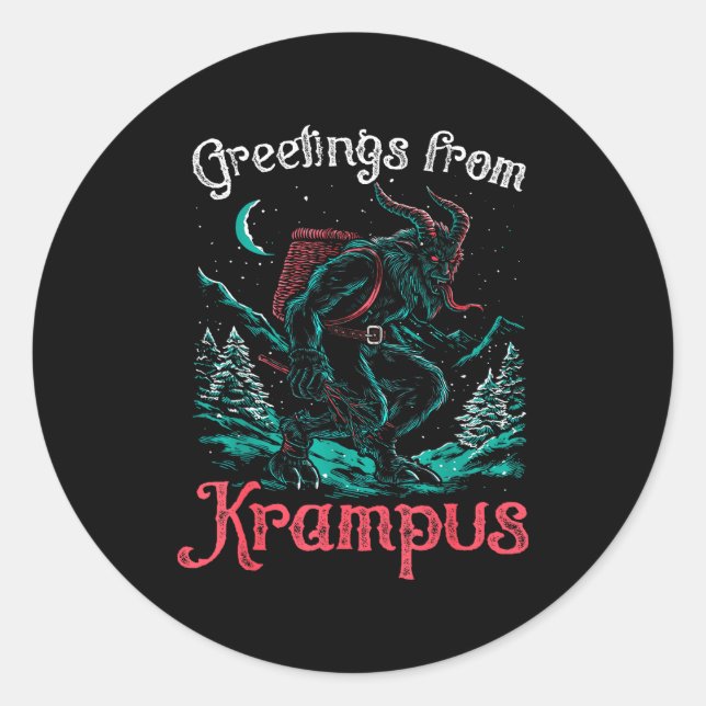Pegatina Redonda Christmas Greetings From Ss Vom Krampus Festive Ho (Anverso)