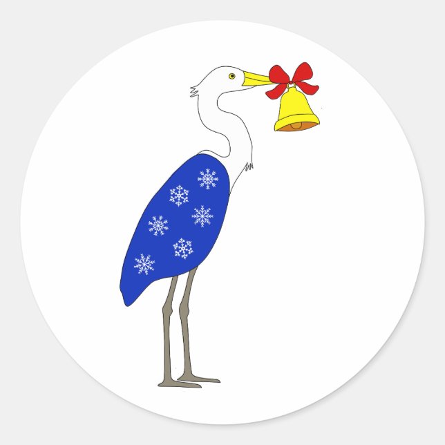 Pegatina Redonda Christmas Heron Stickers (Anverso)