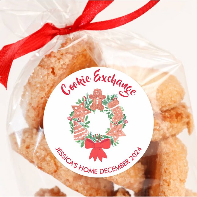 Pegatina Redonda Christmas Holiday Cookie Exchange (Subido por el creador)