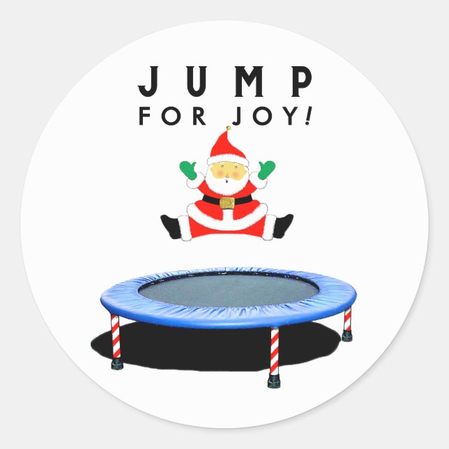 Pegatina Redonda Christmas Holiday Trampoline Gymnastics (Anverso)