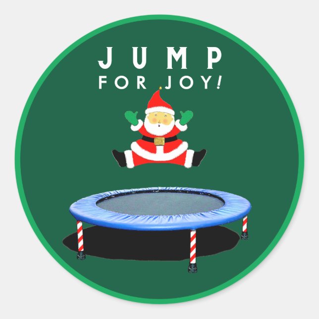 Pegatina Redonda Christmas Holiday Trampoline Gymnastics (Anverso)