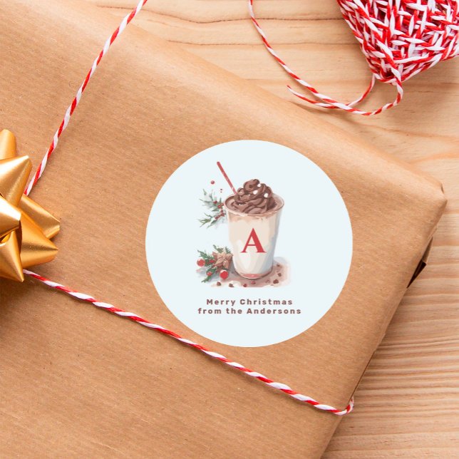 Pegatina Redonda Christmas Holiday Winter Hot Cocoa Beverage (Subido por el creador)