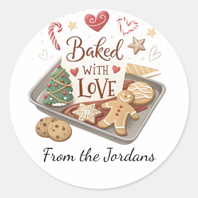 Pegatina Redonda Christmas Holly Berry Homemade Baking Classic (Anverso)