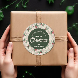 Pegatina Redonda Christmas Holly Berry Homemade Food Holiday Baking