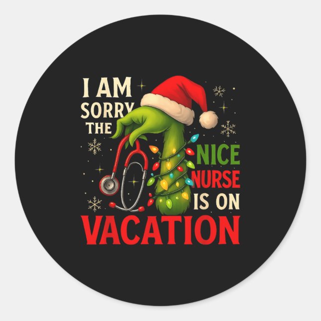 Pegatina Redonda Christmas I Am Sorry The Niche Nurse Santa Hat Med (Anverso)