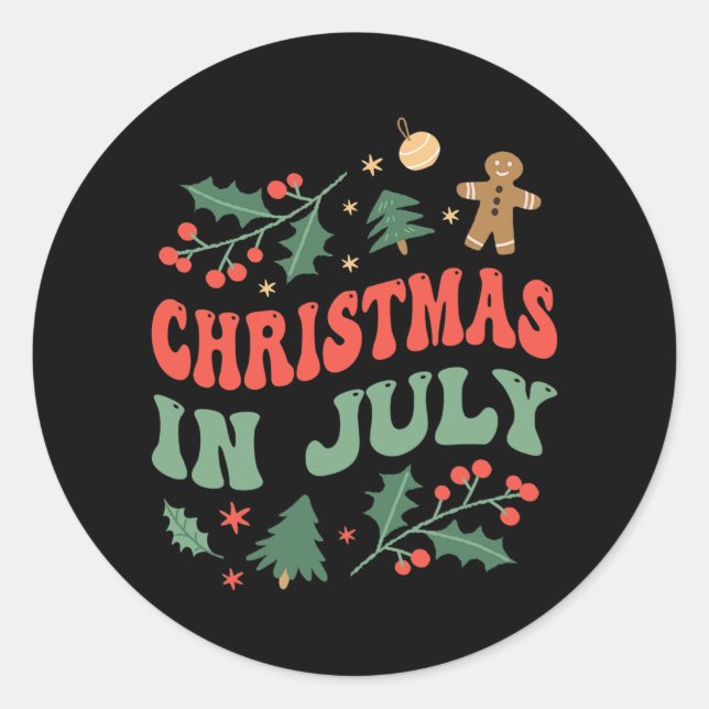 Pegatina Redonda Christmas In July Humor Summer Sarcastic Santa  (Anverso)