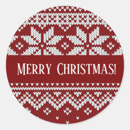 Pegatina Redonda Christmas Knitted Red and White Sweater