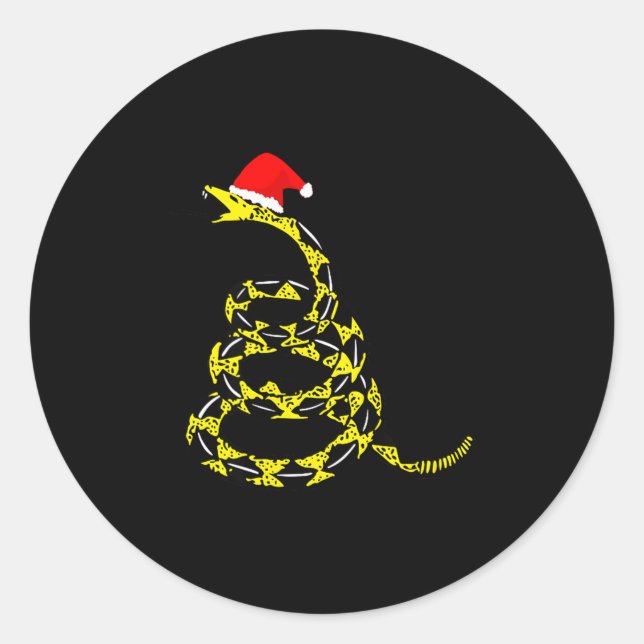 Pegatina Redonda Christmas Libertarian Gadsden Don't Tread Snake  (Anverso)