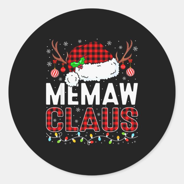 Pegatina Redonda Christmas Lights Memaw Claus Family Matching Xmas  (Anverso)