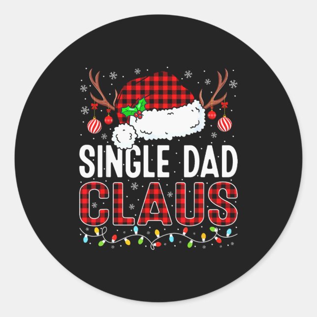 Pegatina Redonda Christmas Lights Single Dad Claus Family Matching  (Anverso)