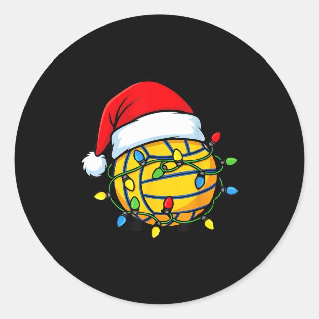 Pegatina Redonda Christmas Lights Water Lo Ball Santa Hat Srt  (Anverso)