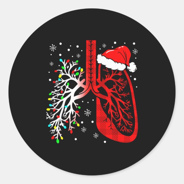 Pegatina Redonda Christmas Lung Lights Resratory Therast Holiday  (Anverso)