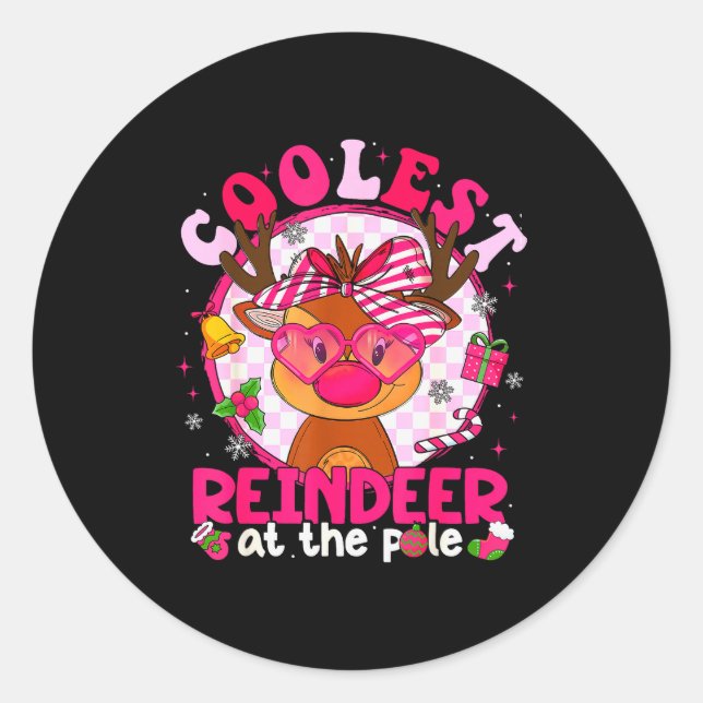 Pegatina Redonda Christmas Matching Family Cutest Reindeer At The L (Anverso)