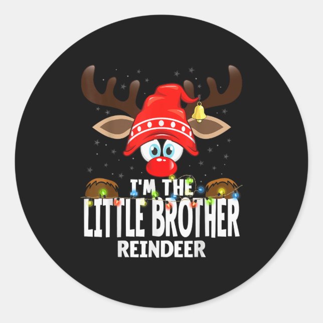 Pegatina Redonda Christmas Matching I'm The Little Brother Reindeer (Anverso)