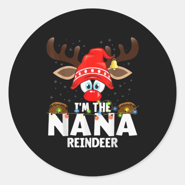 Pegatina Redonda Christmas Matching I'm The Nana Reindeer  (Anverso)