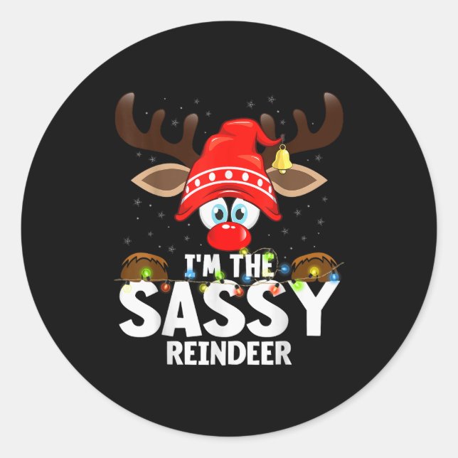 Pegatina Redonda Christmas Matching I'm The Sy Reindeer  (Anverso)