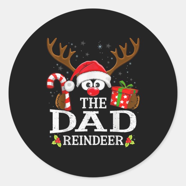 Pegatina Redonda Christmas Matching The Dad Reindeer Family  (Anverso)