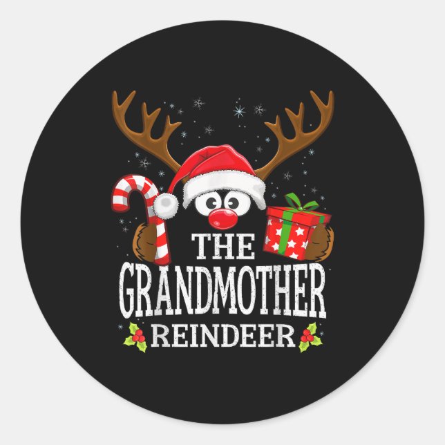 Pegatina Redonda Christmas Matching The Grandmother Reindeer Family (Anverso)