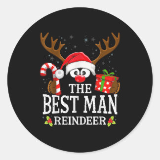 Pegatina Redonda Christmas Matching The Man Reindeer Family 