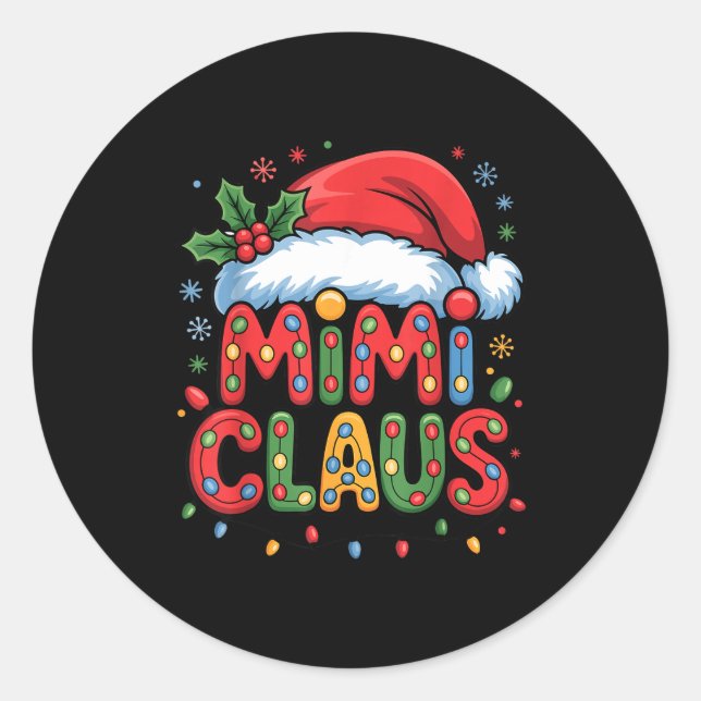 Pegatina Redonda Christmas Mimi Claus Holiday Cheer Family Season H (Anverso)