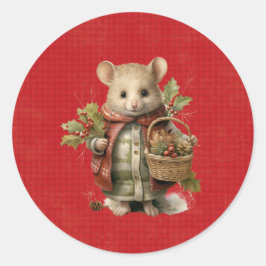 Pegatina Redonda Christmas Mouse