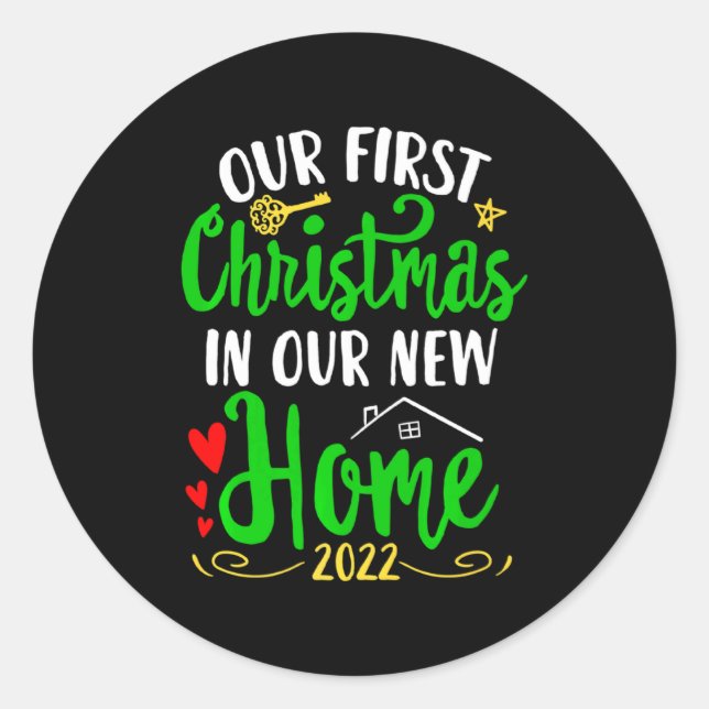 Pegatina Redonda Christmas New Home Xmas Homeowner Our First Apartm (Anverso)