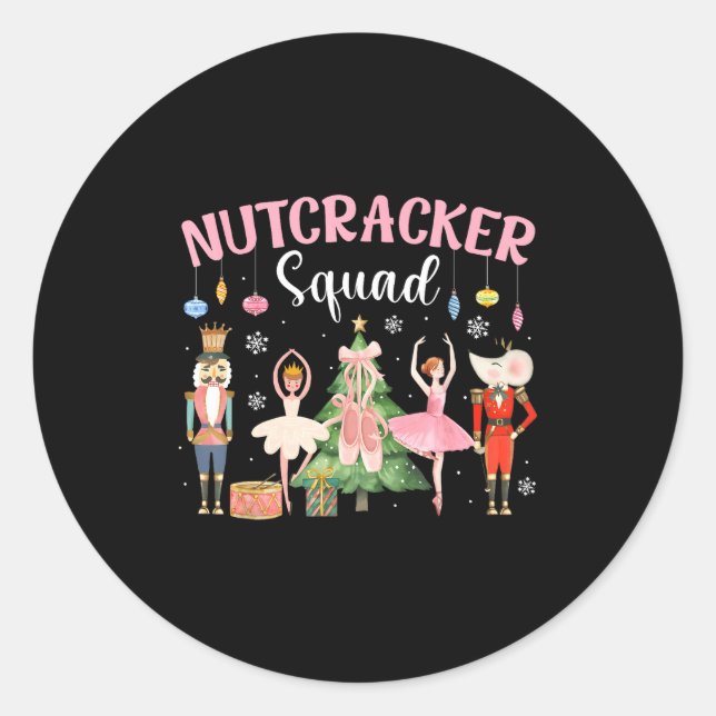 Pegatina Redonda Christmas Nutcracker Squad Ballet Dance Women Kids (Anverso)