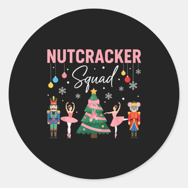 Pegatina Redonda Christmas Nutcracker Squad Ballet Dance Women Kids (Anverso)